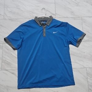 Nike Men's Blue and Gray Polo Shirt